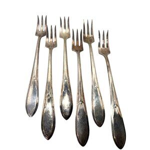 Wm Rogers Mfg Co Original Silverplate Vintage Relish Pickle Forks Set Of 6